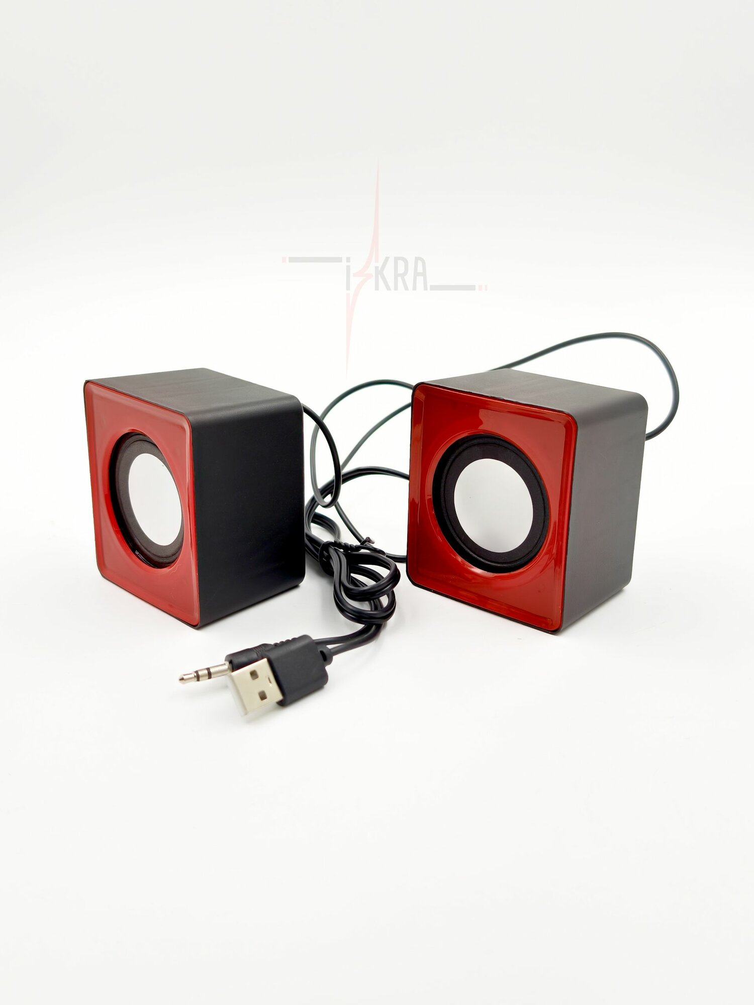 Колонки для компьютера (HA-101S), компактная настольная акустика 2.0, 3.5 jack + usb питание, красные