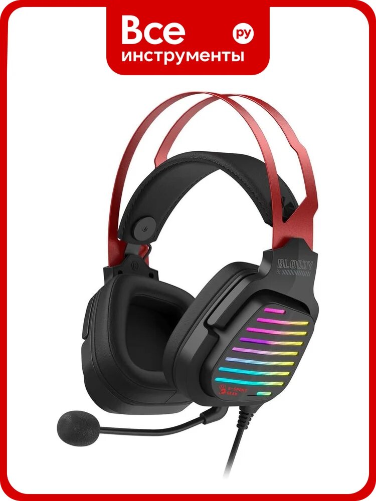 Наушники с микрофоном A4TECH Bloody G560 черный/красный 2м мониторные (G560 SPORTS RED) 1925935
