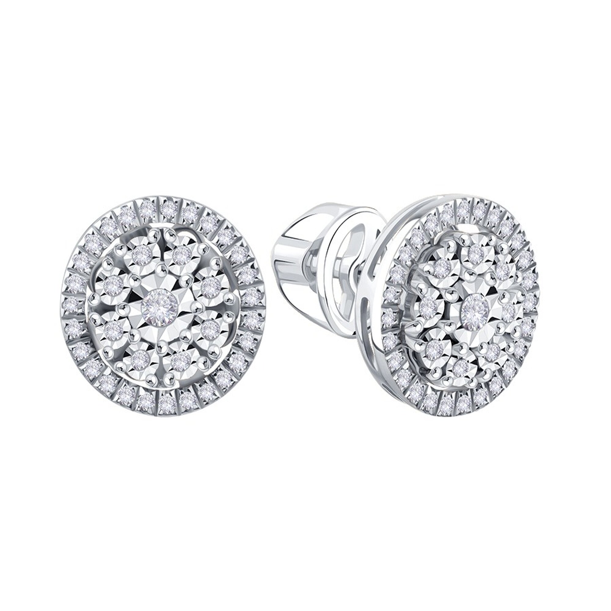 Серьги Diamant online, белое золото, 585 проба, бриллиант