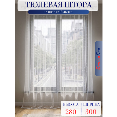 фото Тюль для комнаты с рисунком 300*280 на шторной ленте лентабел