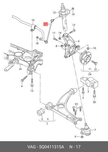 Тяга пер. стабил. AUDI A3/TOURAN/PASSAT/GOLF V 2003 >