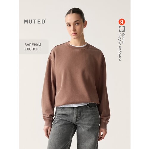 фото Свитшот muted oversize из варёного хлопка, размер 4xl-5xl, , коричневый