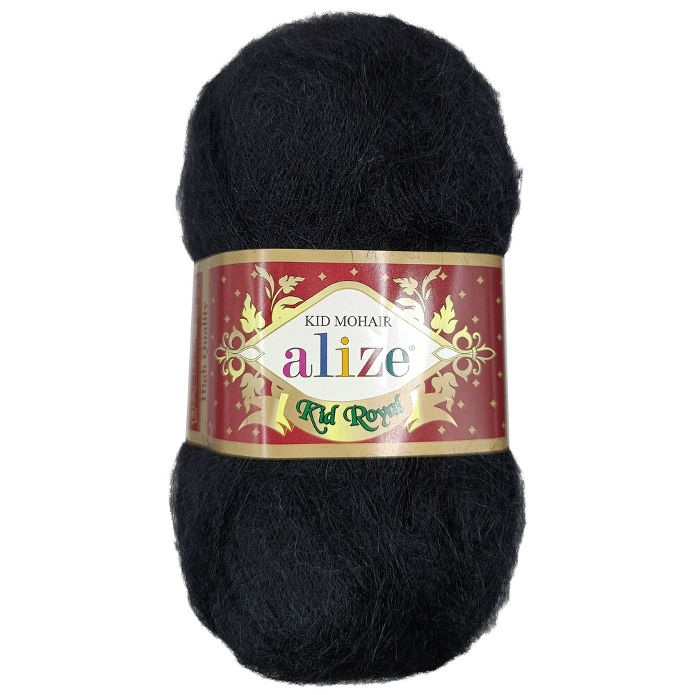 Пряжа для вязания Alize Kid royal 60 черный 50 гр/500 м 62% кид мохер, 38% полиамид