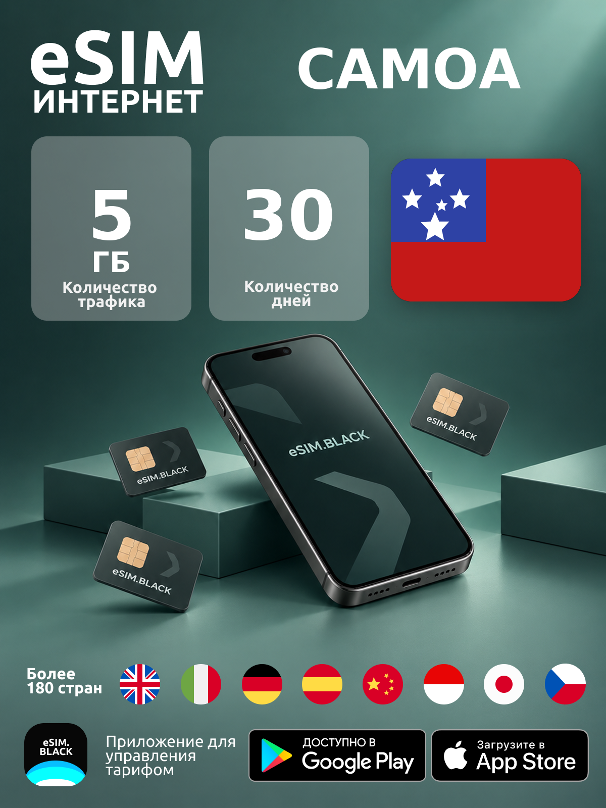 Самоа/30 дней/5 ГБ - eSIM для мобильного интернета ( iPhone | Android ).