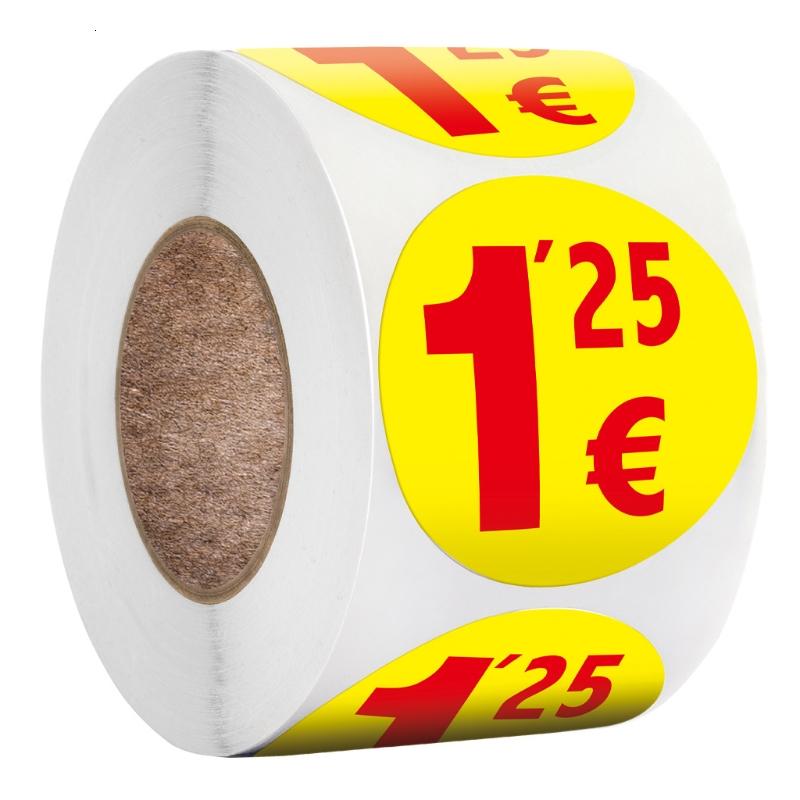 Наклейки для цен 1,25/1,5 евро (500 шт.), 1,25 евро