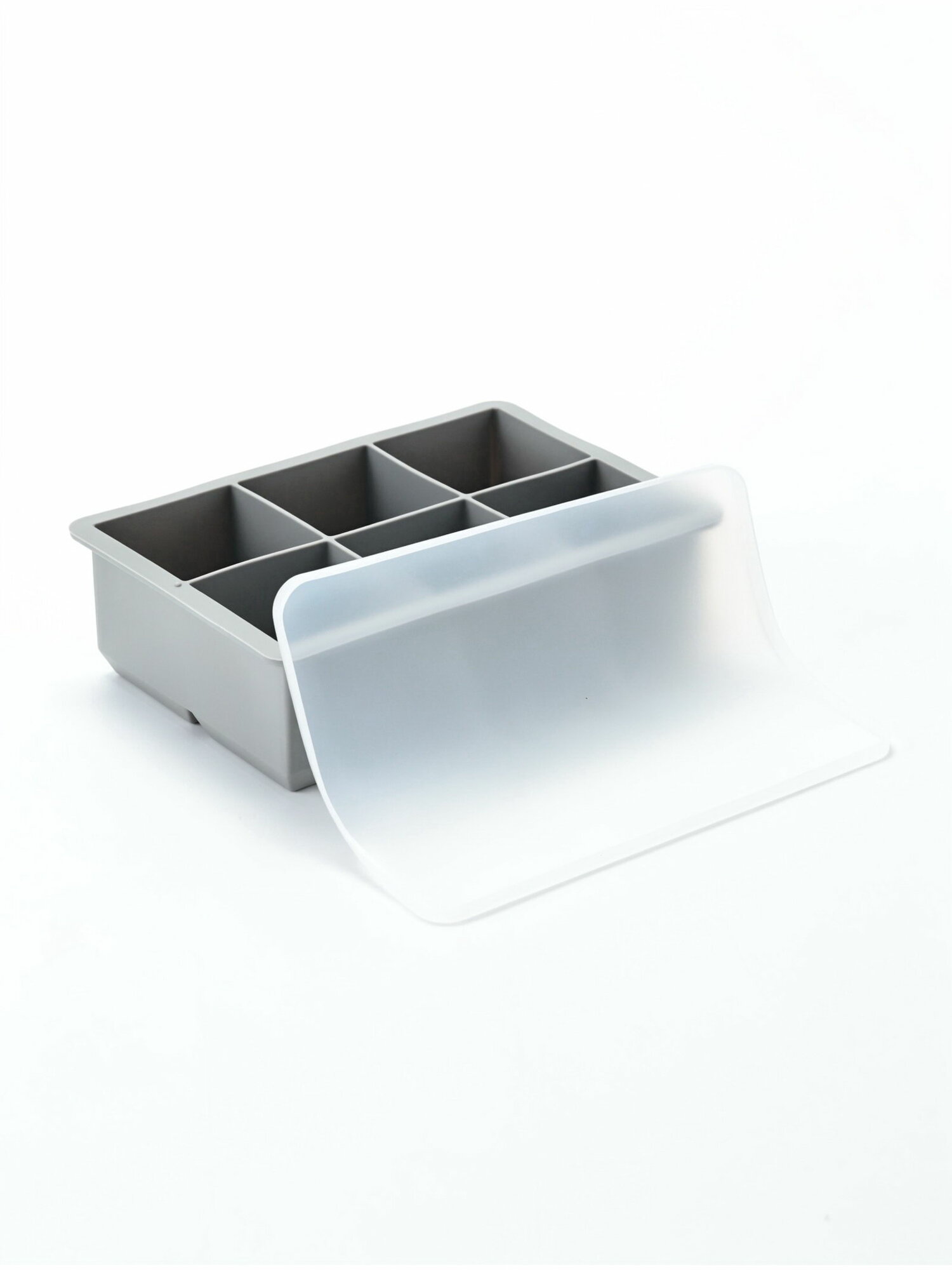 Форма для льда и выпечки с крышкой "Заготовка", 6 ячеек, 16.5x11.5x5.5 см, силикон, серая