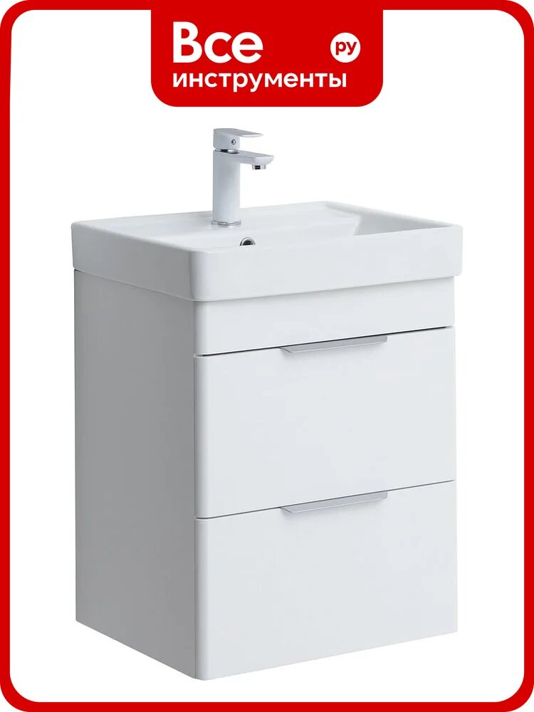 Тумба Aquanet Ирис new 50 подвесная, 2 ящика, белый глянец 310143 00310143