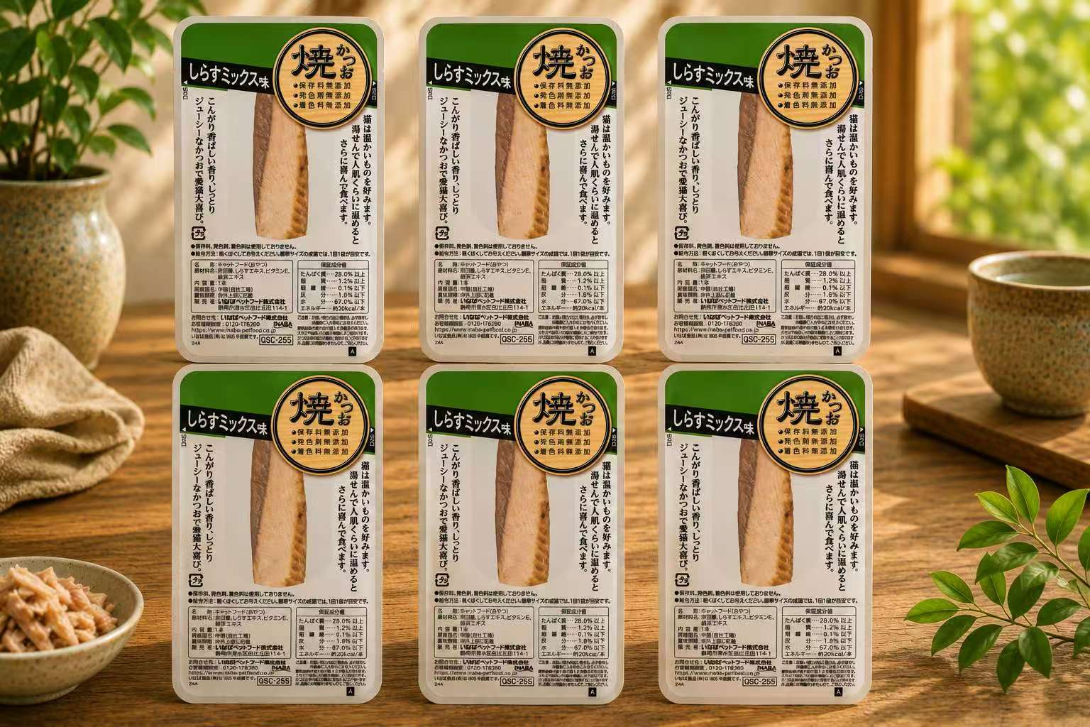 Лакомство для кошек Inaba Yaki Tuna, филе тунца на гриле со вкусом ширасу, 6 шт х 12 гр
