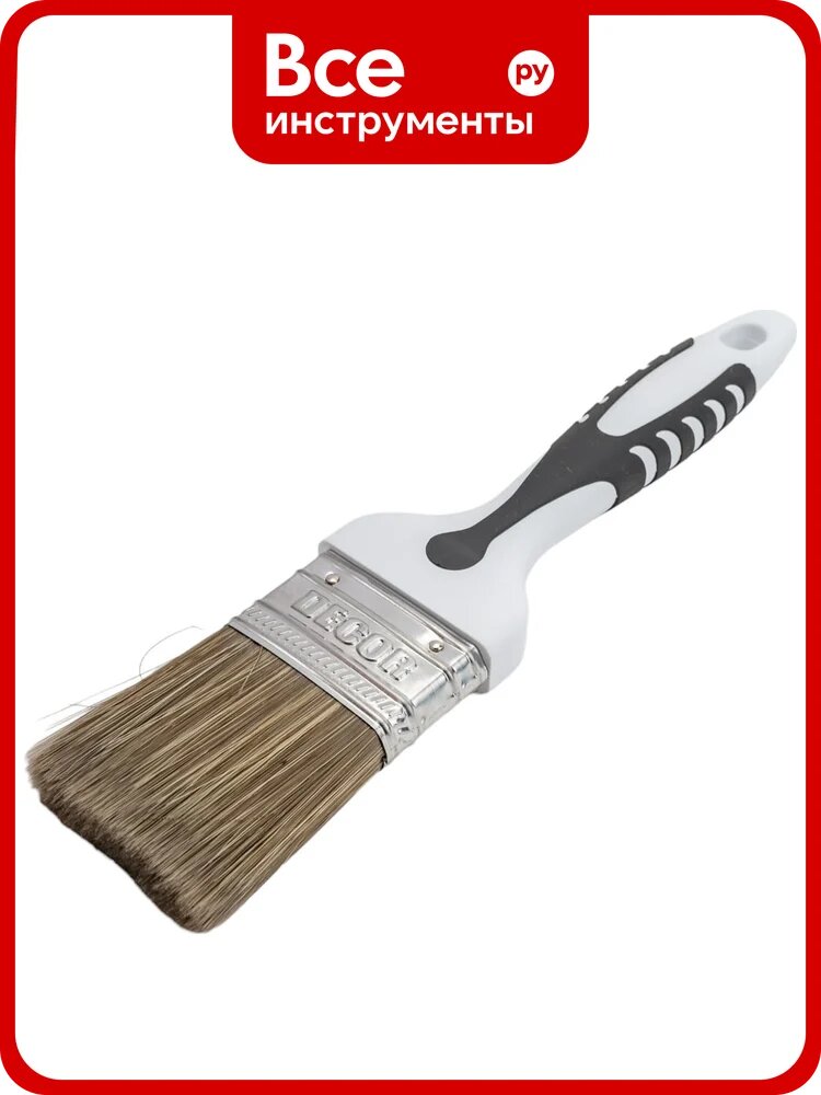Кисть DECOR Black White для лака 50x15мм, темная щетина, 2К ручка 830-050 11607152