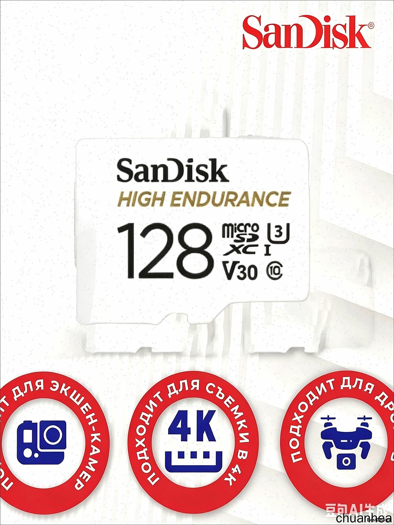 Карта памяти microSDHC High Endurance 128GB для видеорегистраторов и систем наблюдения, Класс скорости U3, V30