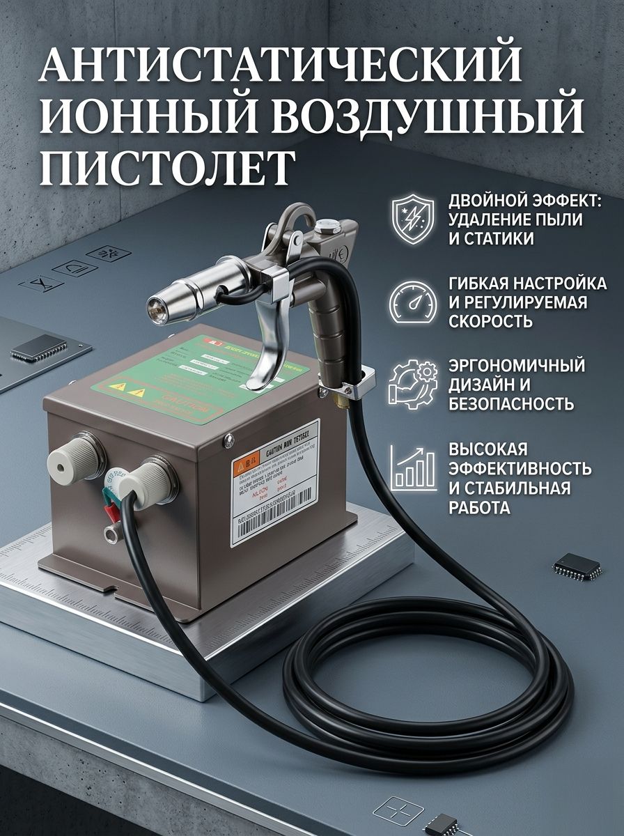 Ионизированная воздушная пушка для устранения статического электричества с высокой напряжённостью, в комплекте с генератором