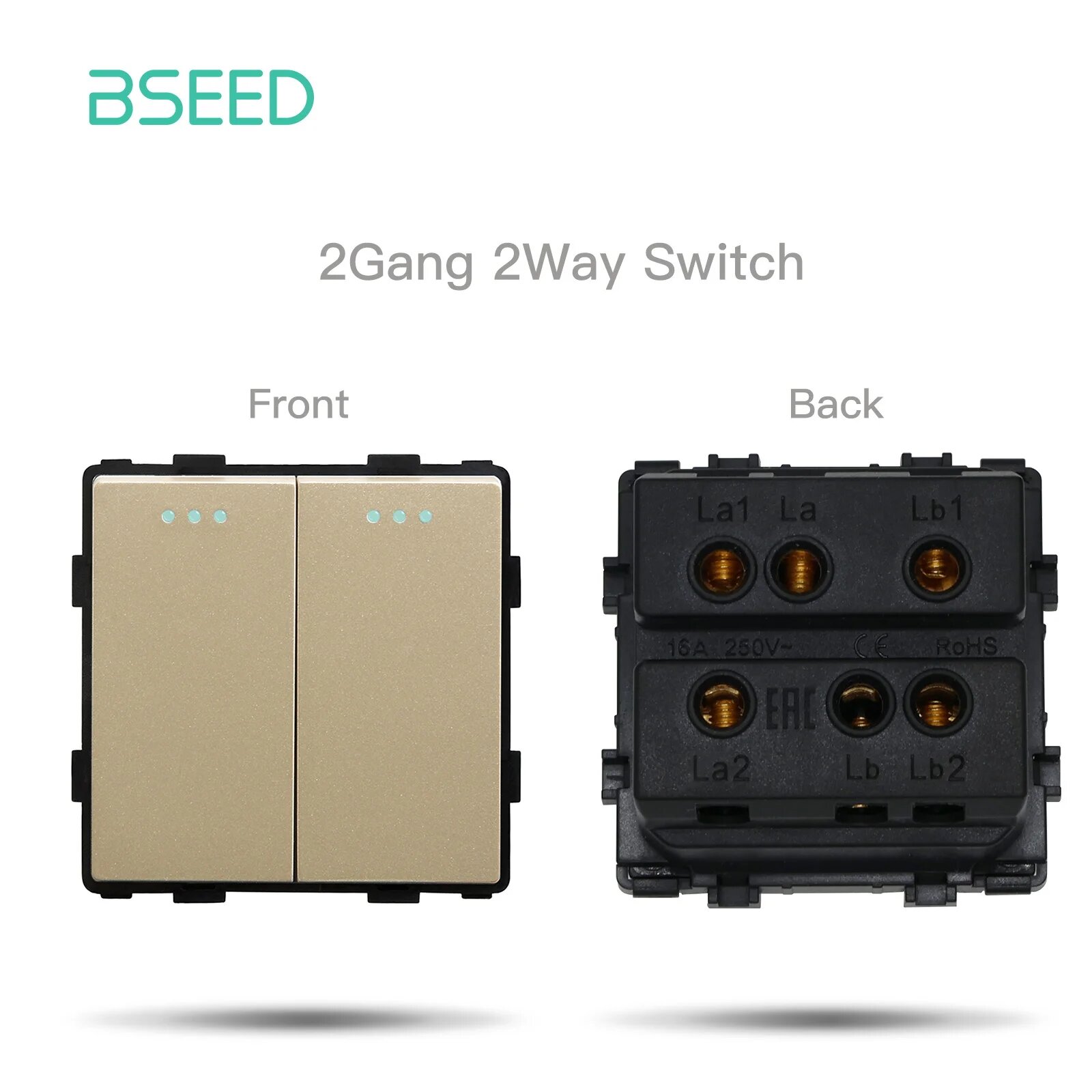 BSEED 2Gang 2Way выключатель настенный золотой