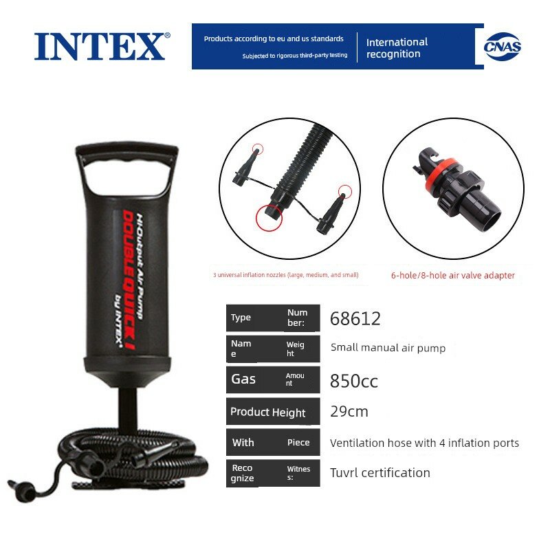 INTEX Маленький Ручной Насос с Адаптером Насос для Бассейнов и Воздушных Матрацев Компактная Высокоэффективная
