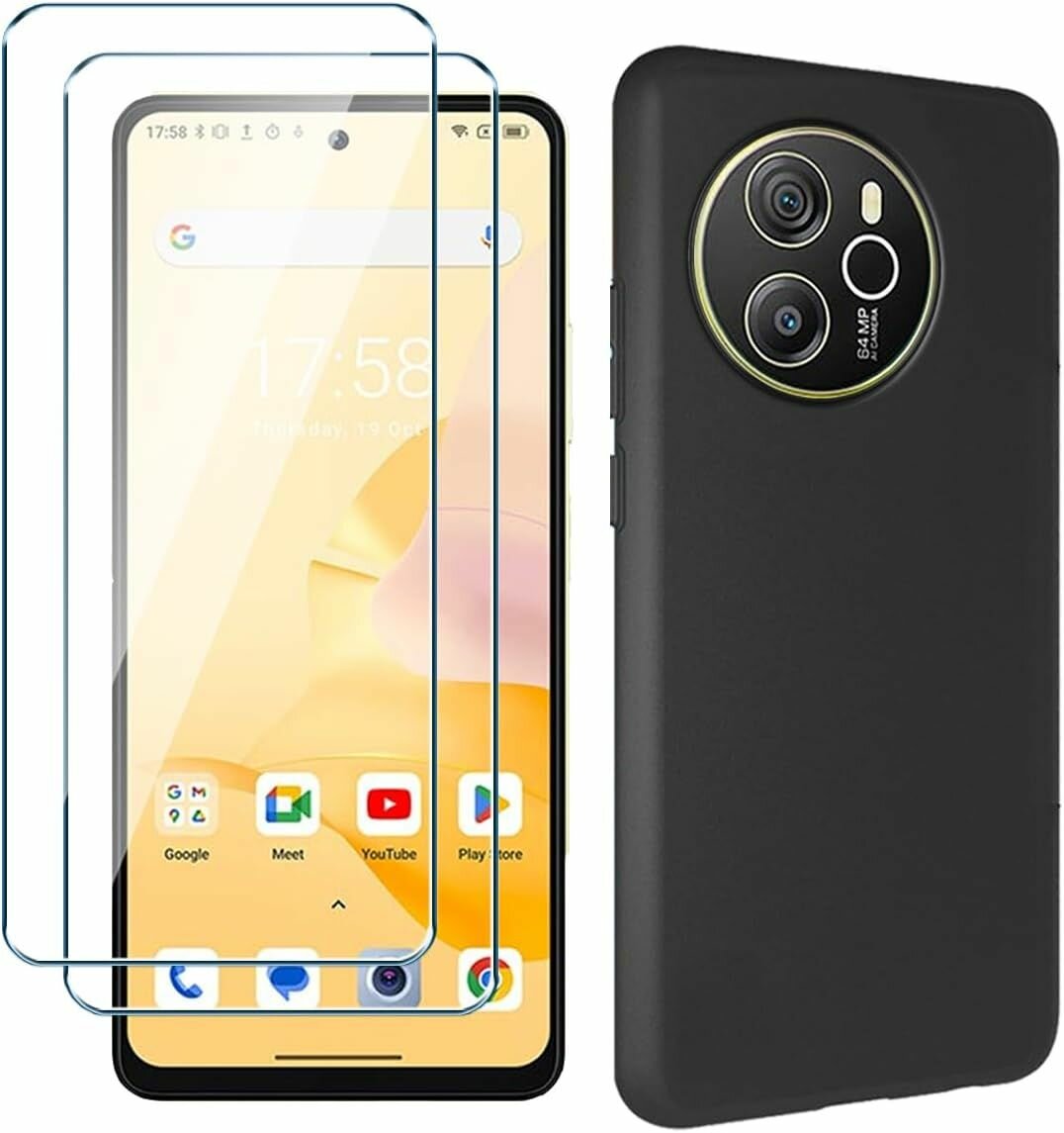 Чехол для Blackview Shark 8 + 2 X защитная пленка из закаленного стекла - силиконовый TPU мягкий защитный чехол (6,78")