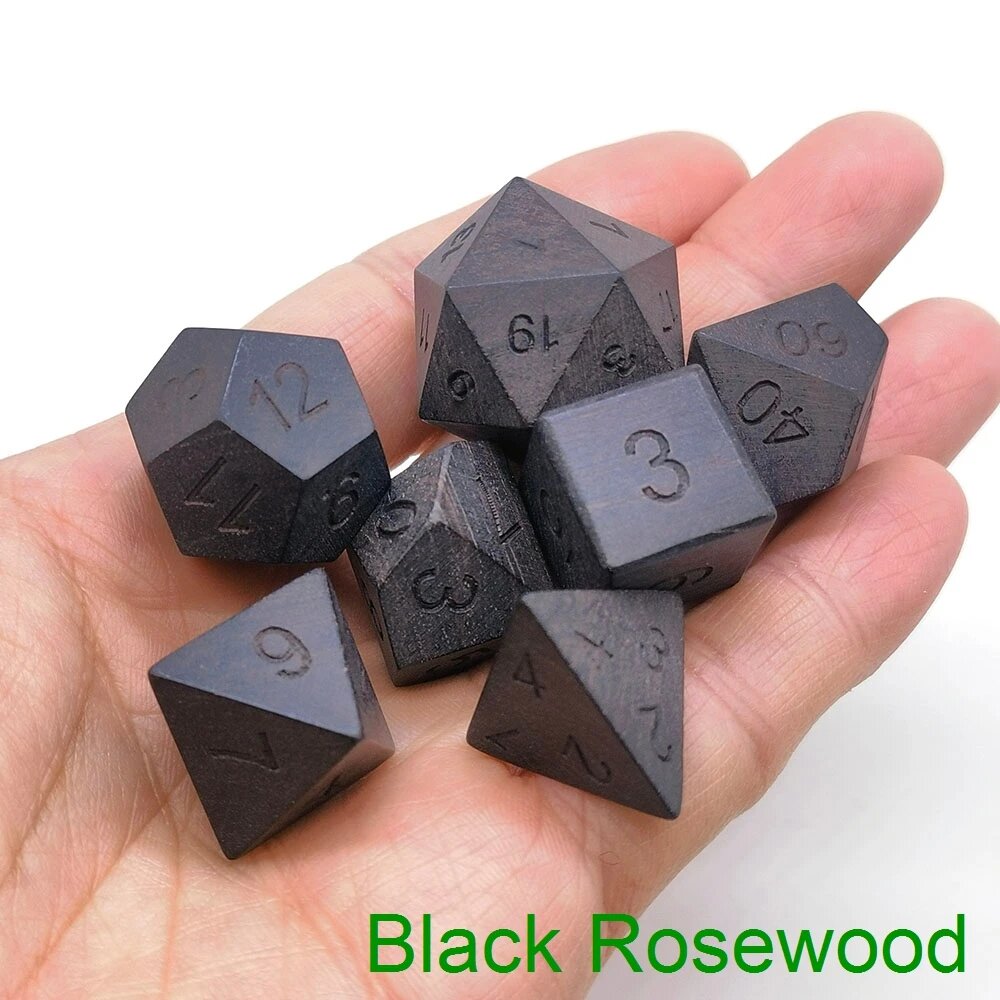 Деревянные кости для настольных игр D4-D20 XLing Crystals Черный, 10Set, Black Rosewood