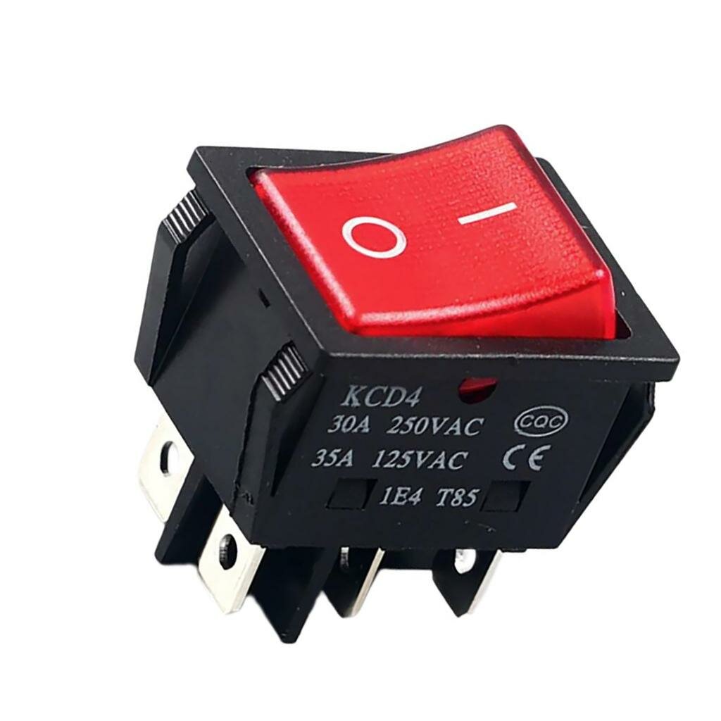Выключатель-качалка 30A 250VAC 6-контактный, красный
