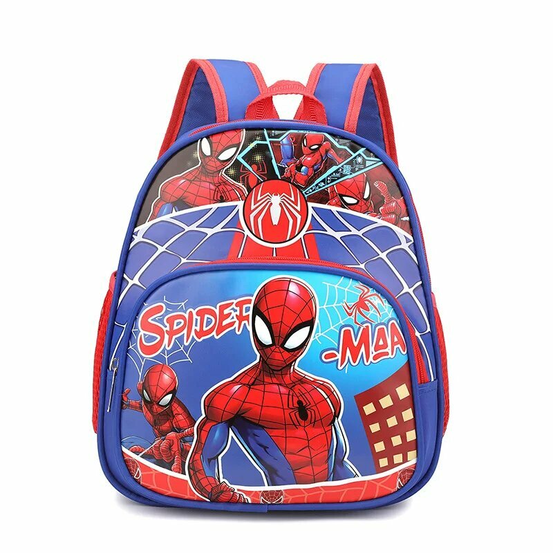 Мультяшный рюкзак с Человеком-пауком для детей 3-6 лет, синий, 27x13x31 см, двойные лямки