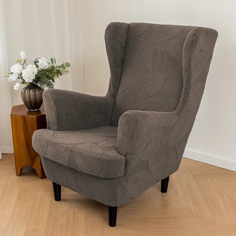 Чехлы для стульев и дивана WANERQU, жаккардовые Серый, A2 Wing Chair Cover