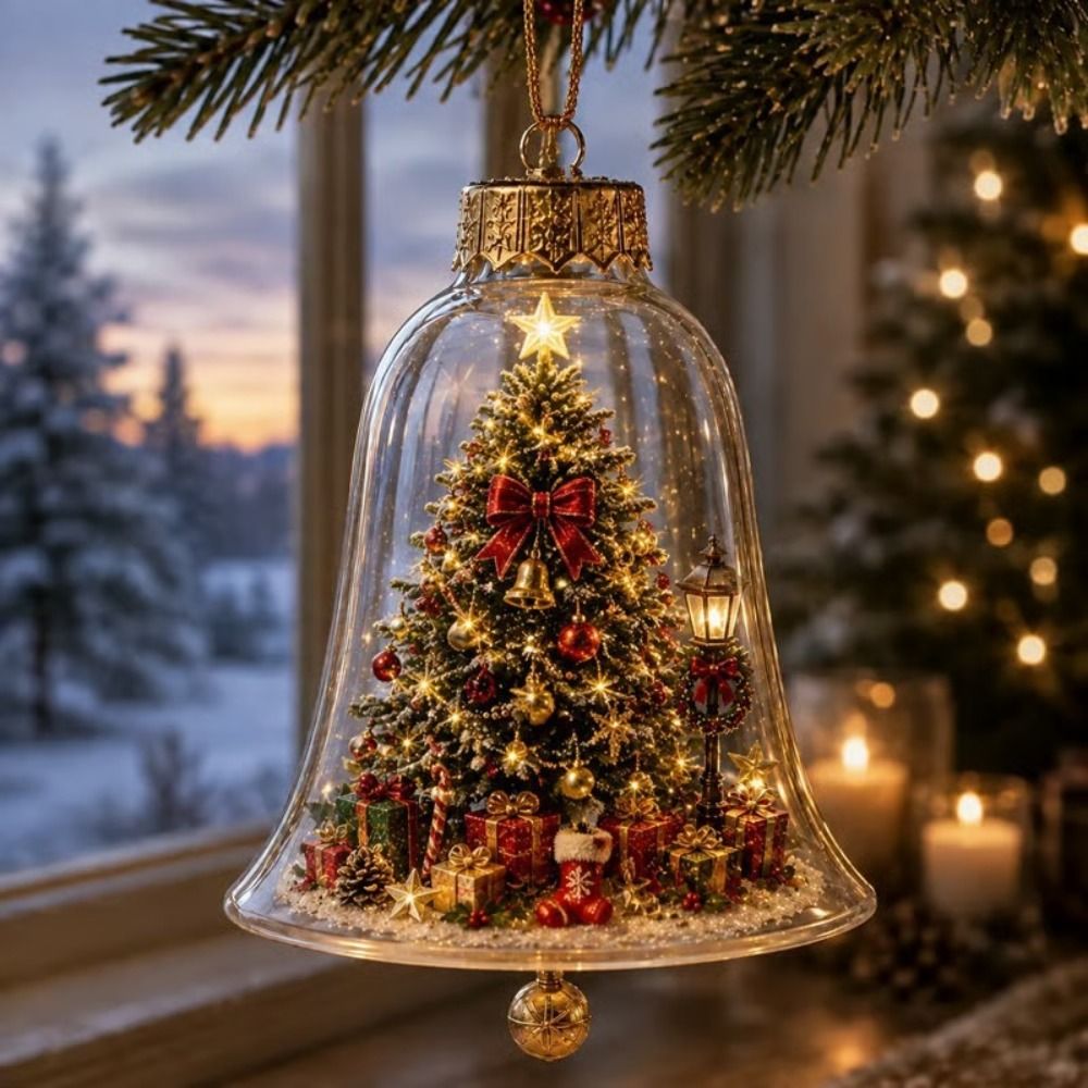 Елочные украшения, Портативная светящаяся мини-композиция Holiday Scene в форме рождественского колокольчика