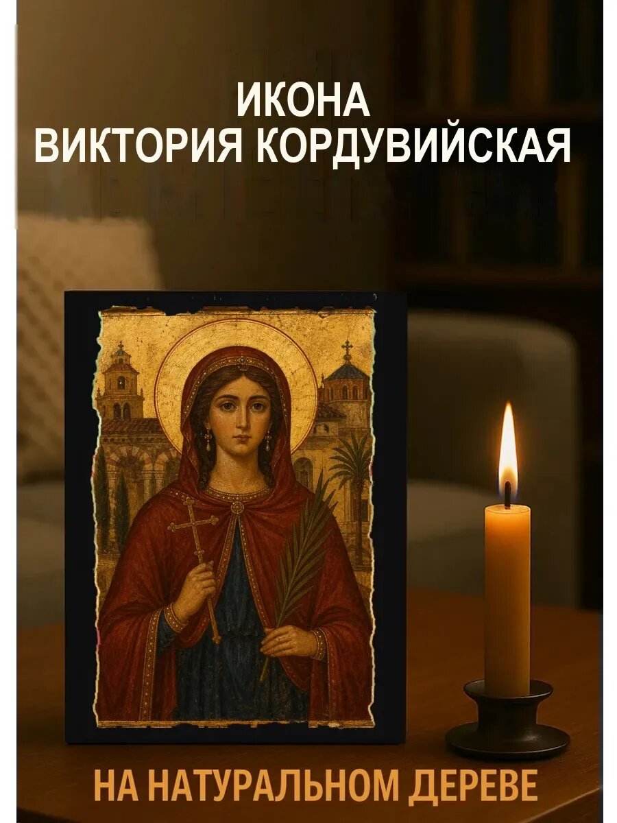 Икона Виктория Кордувийская, на дереве, 15×18 см, освящённая