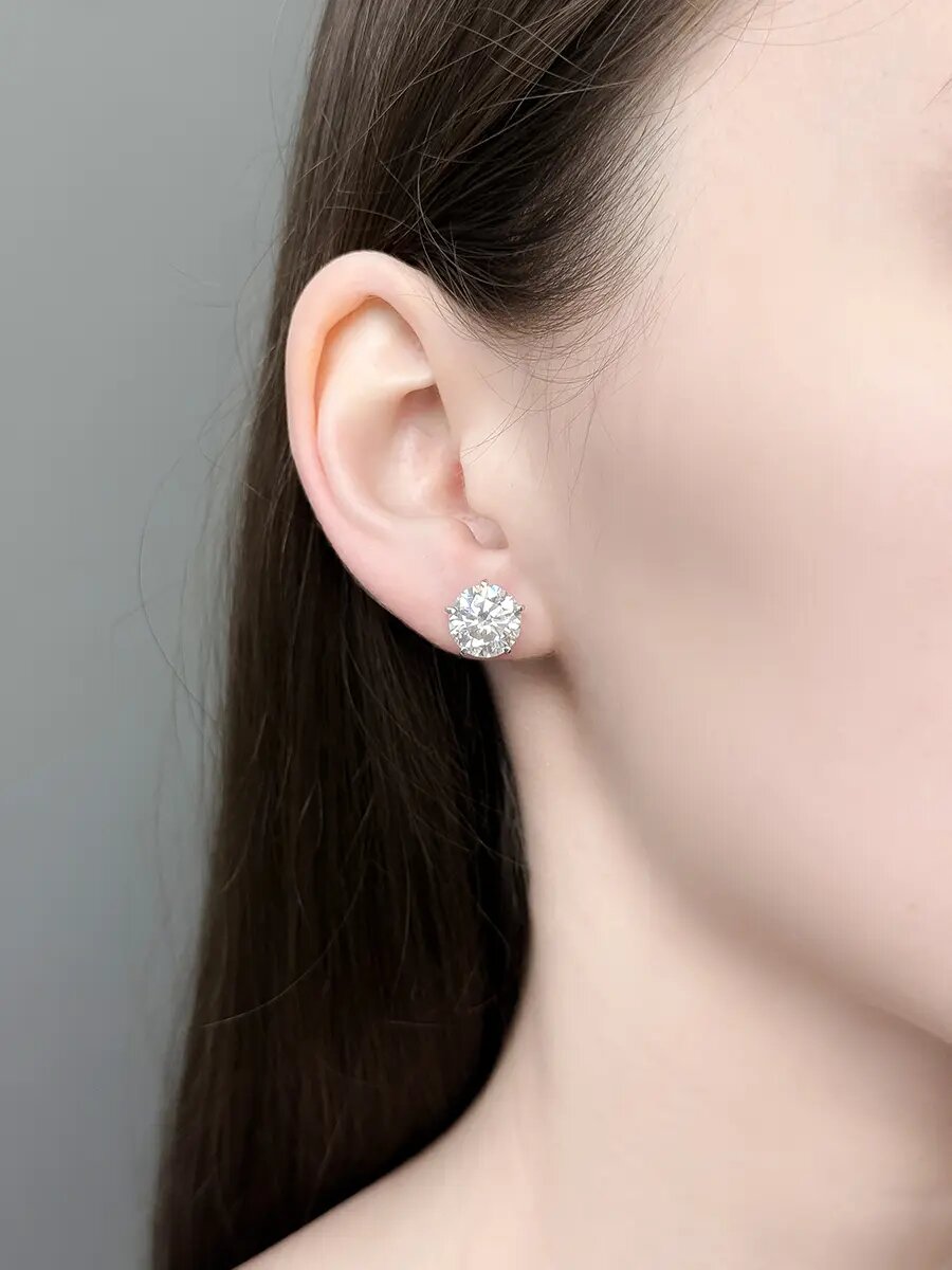 Серьги пусеты Кристалл Мечты, серебро, 925 проба, родирование, муассанит