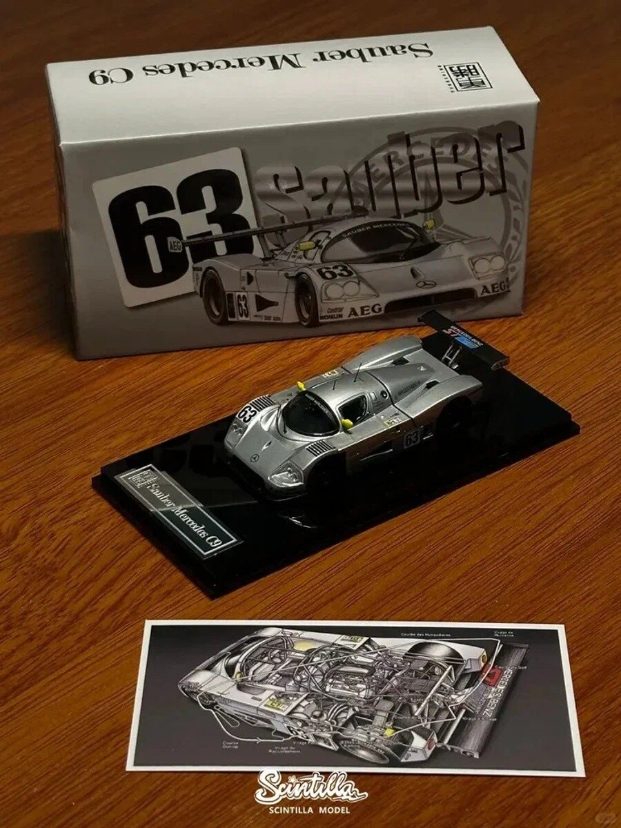 Машинка YS MODEL 1/64 #Sauber Mercedes C9 Yellow Alloy Car Model Collection Gift