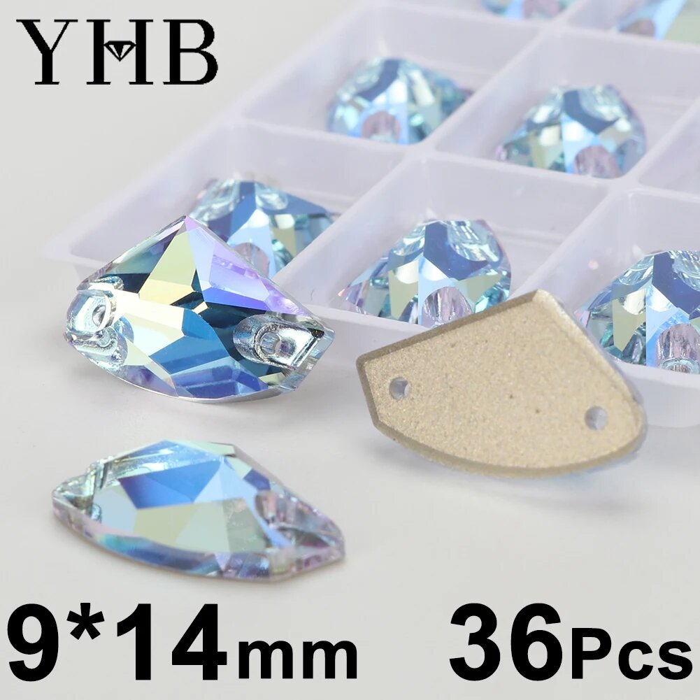 Стразы YHB Lt.Aquamarine Moonlight XIRIUS Cosmic Drop Glass Galactic 9X14mm