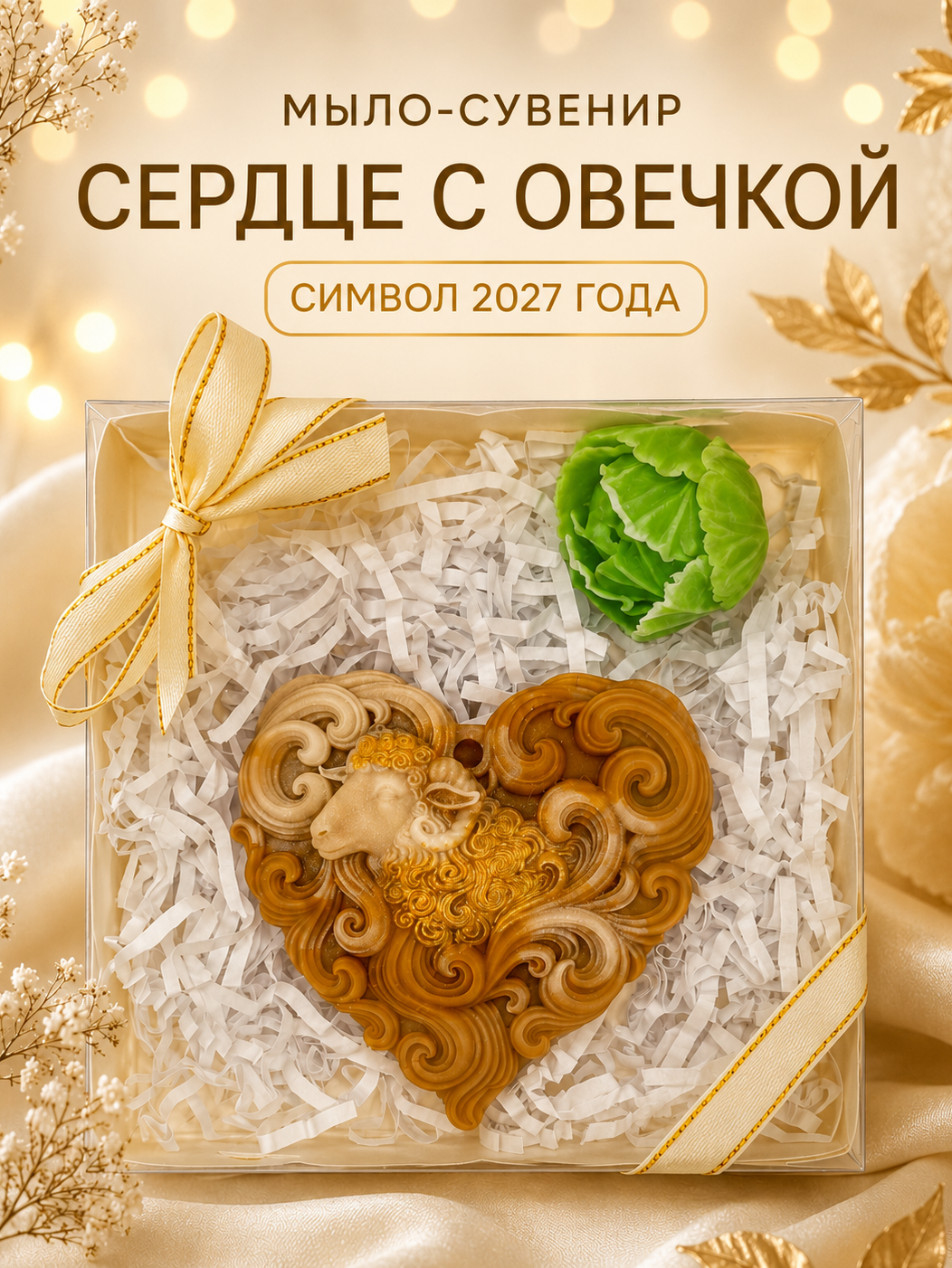 Мыло овечка в сердце в подарочной коробочке
