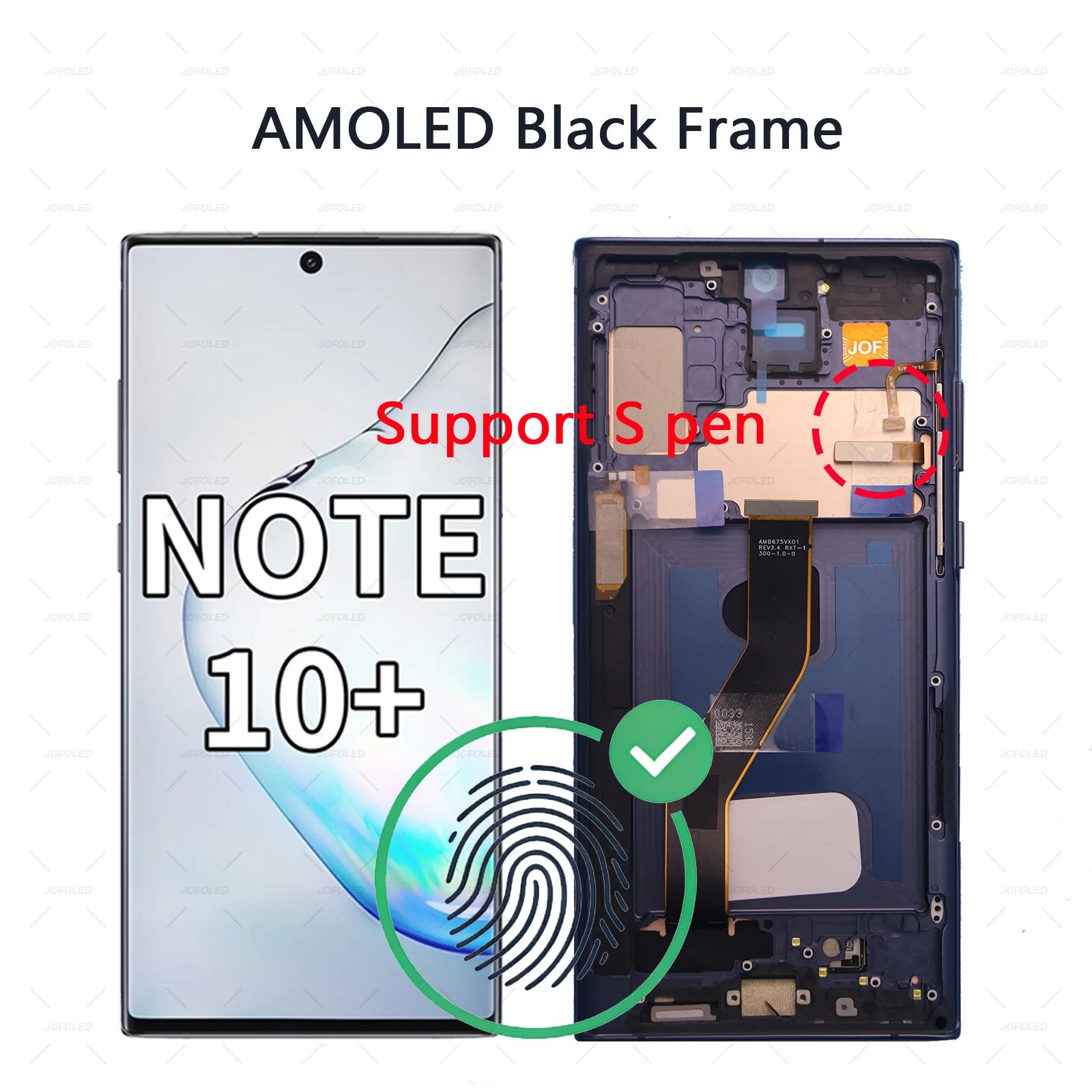Amoled Дисплей для Samsung Note 10 Plus 4G 5G Note10+ N975F N976FJ в сборе с тачскрином Черный c рамки--SD925