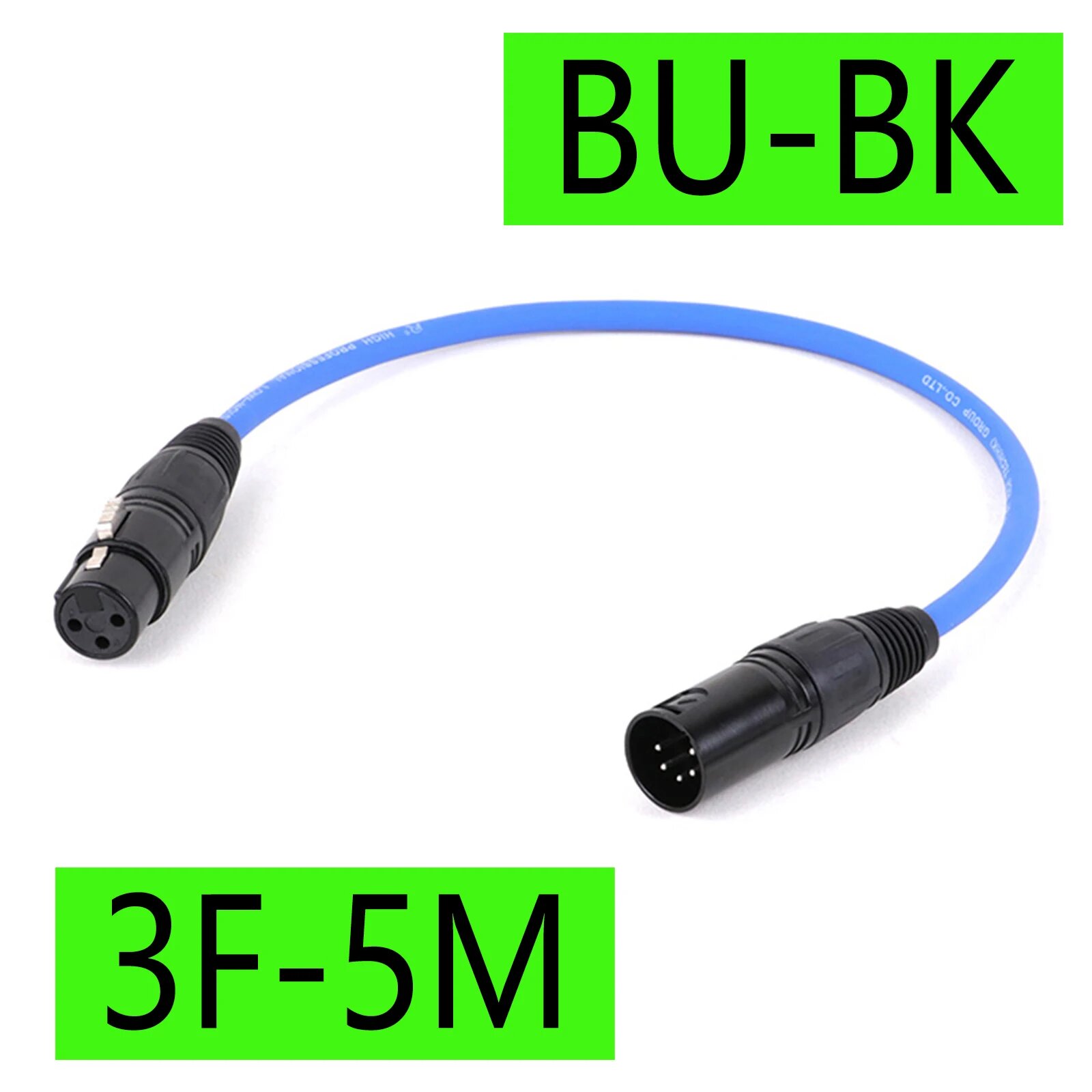 XLR3 - XLR5 кабель 0.2m, 5Pin M-3Pin F-BK-BU