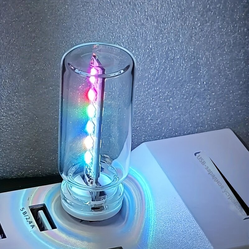 1 шт. Ретро-ночник USB с RGB подсветкой, прозрачный абажур, сенсорное управление, плавная регулировка яркости, портативный светодиодный светильник для автомобиля, прикроватной тумбы, кемпинга и вечеринок
