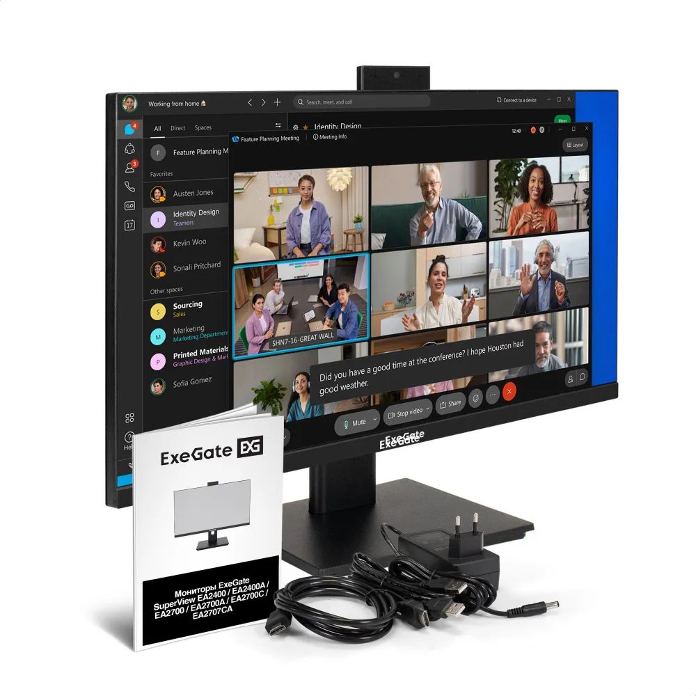 ExeGate 23.8" Монитор EX298878RUS (EX298878RUS), IPS, 1920x1080, 75 Гц, черный