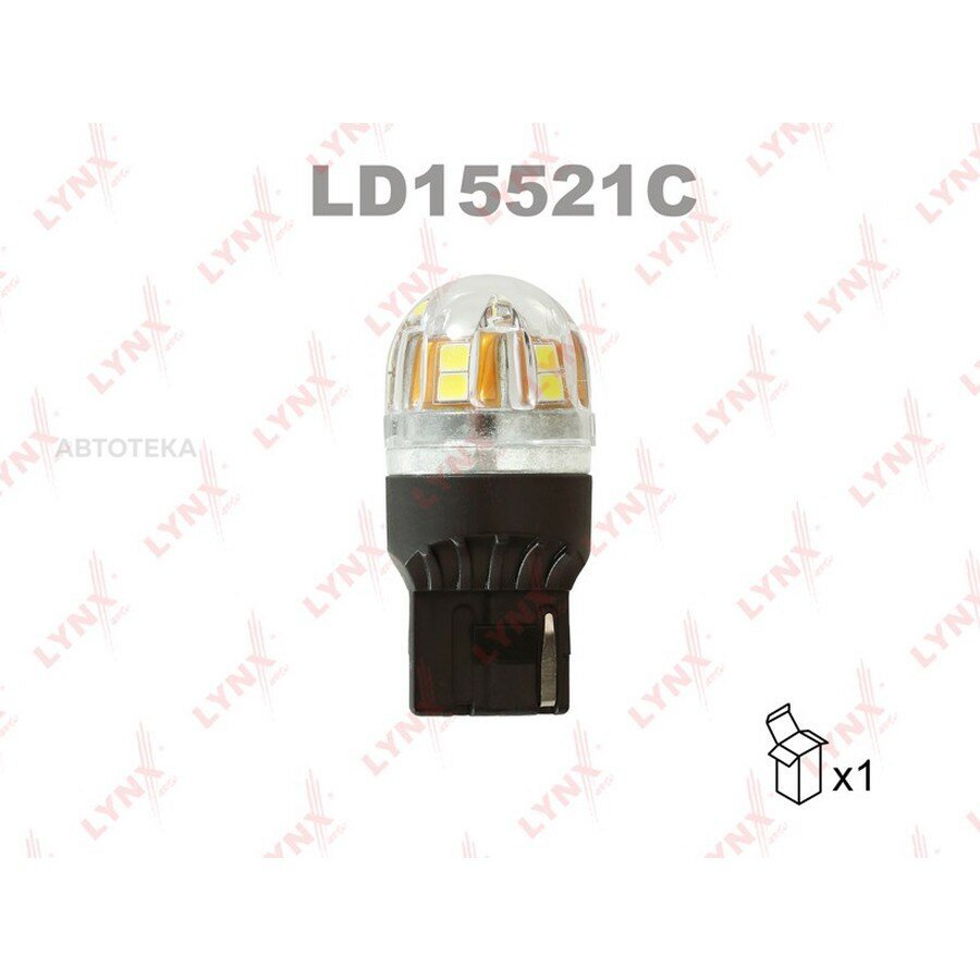 Лампа светодиодная LED W21W T20 12V W3X16D 6000K Canbus LYNXAUTO LD15521C
