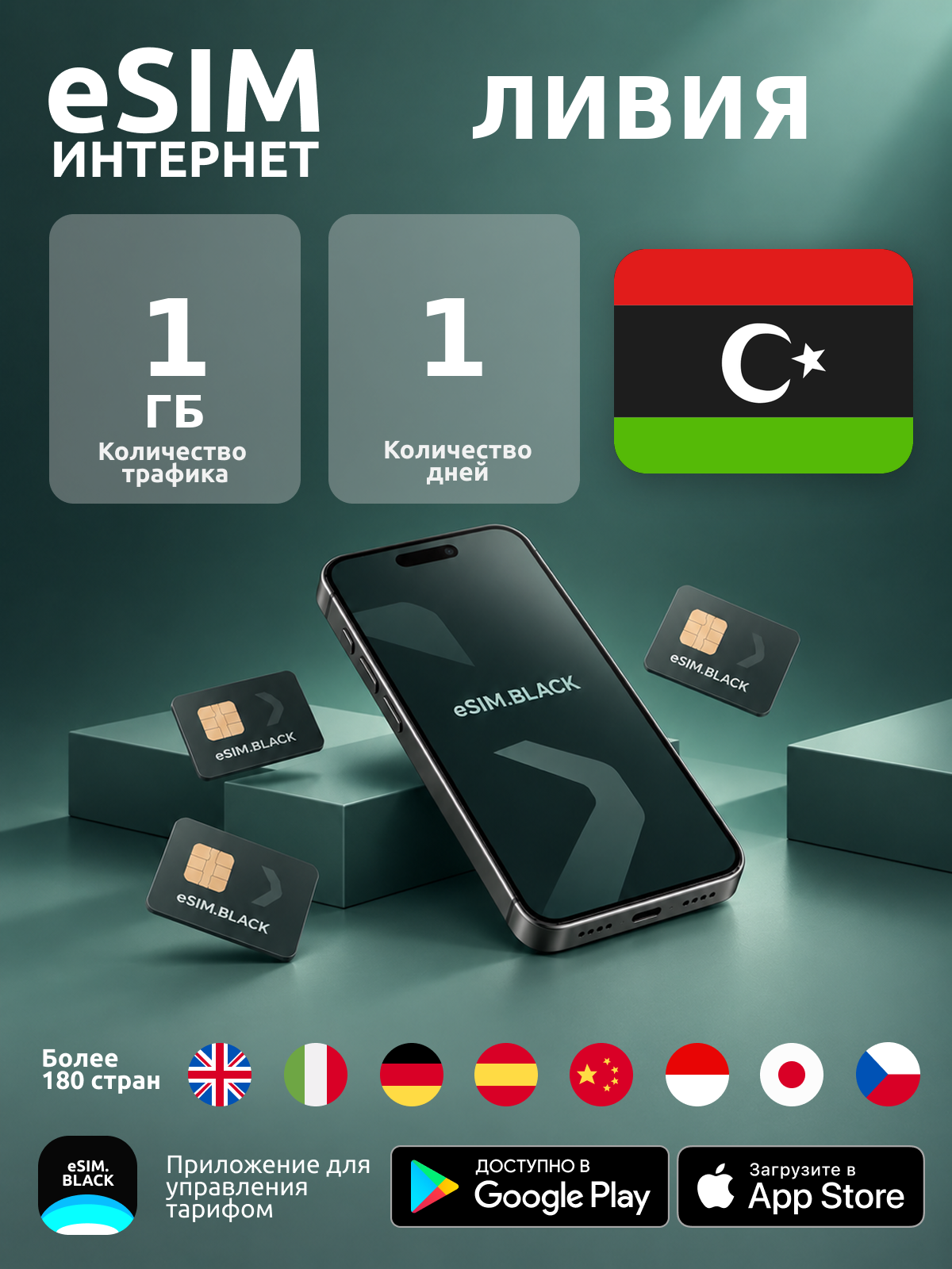 Ливия/1 день/1 ГБ - eSIM для мобильного интернета ( iPhone | Android ).