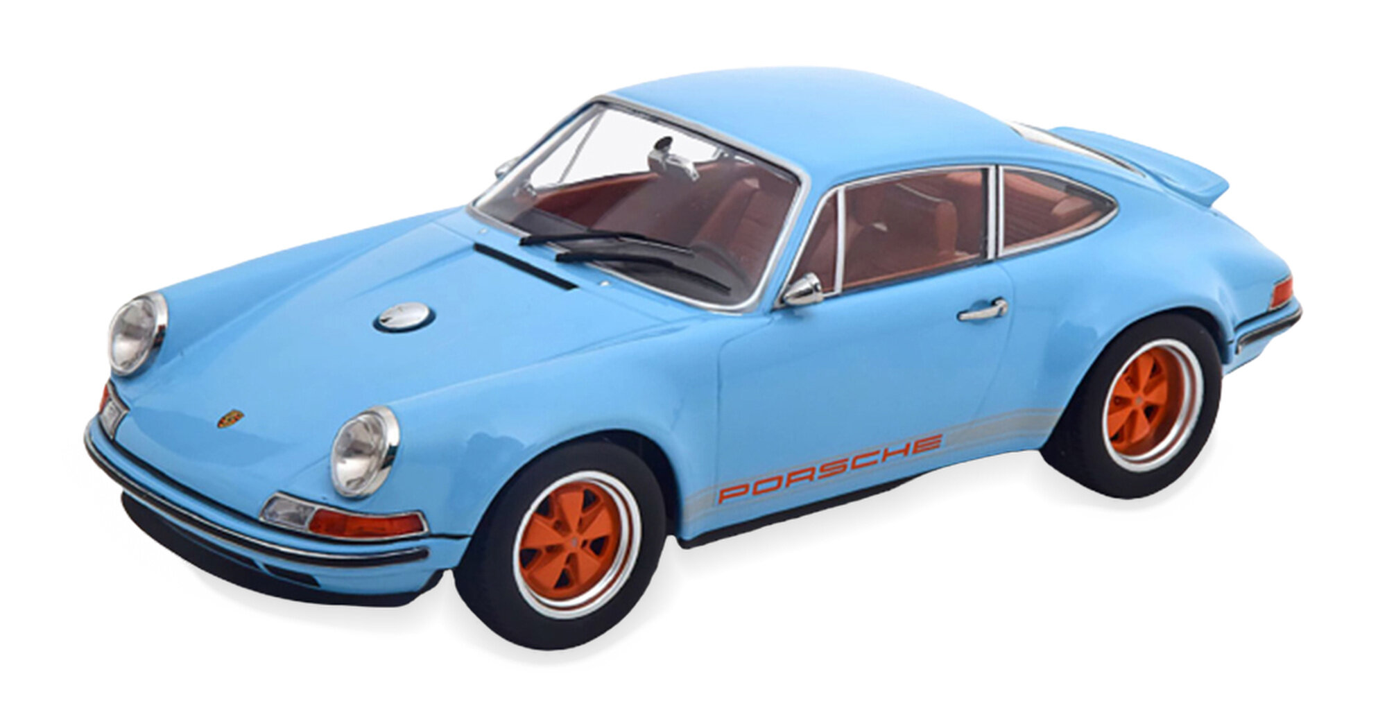 Модель коллекционная KK-SCALE Porsche singer 911 coupe light blue orange limited edition 1000 pcs