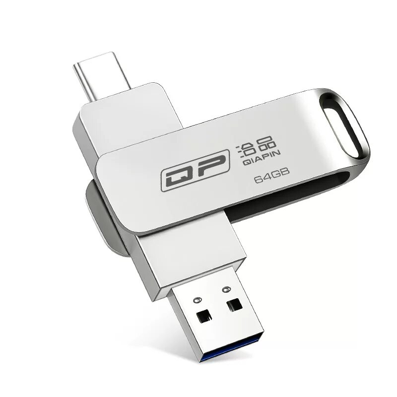 Металлический флеш-накопитель 32GB USB 2.0 для Android и ПК, серебристый