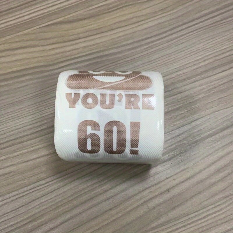 Шуточная туалетная бумага с надписью "Holy You're 60!" для подарка-розыгрыша на 60-летие, 1 рулон