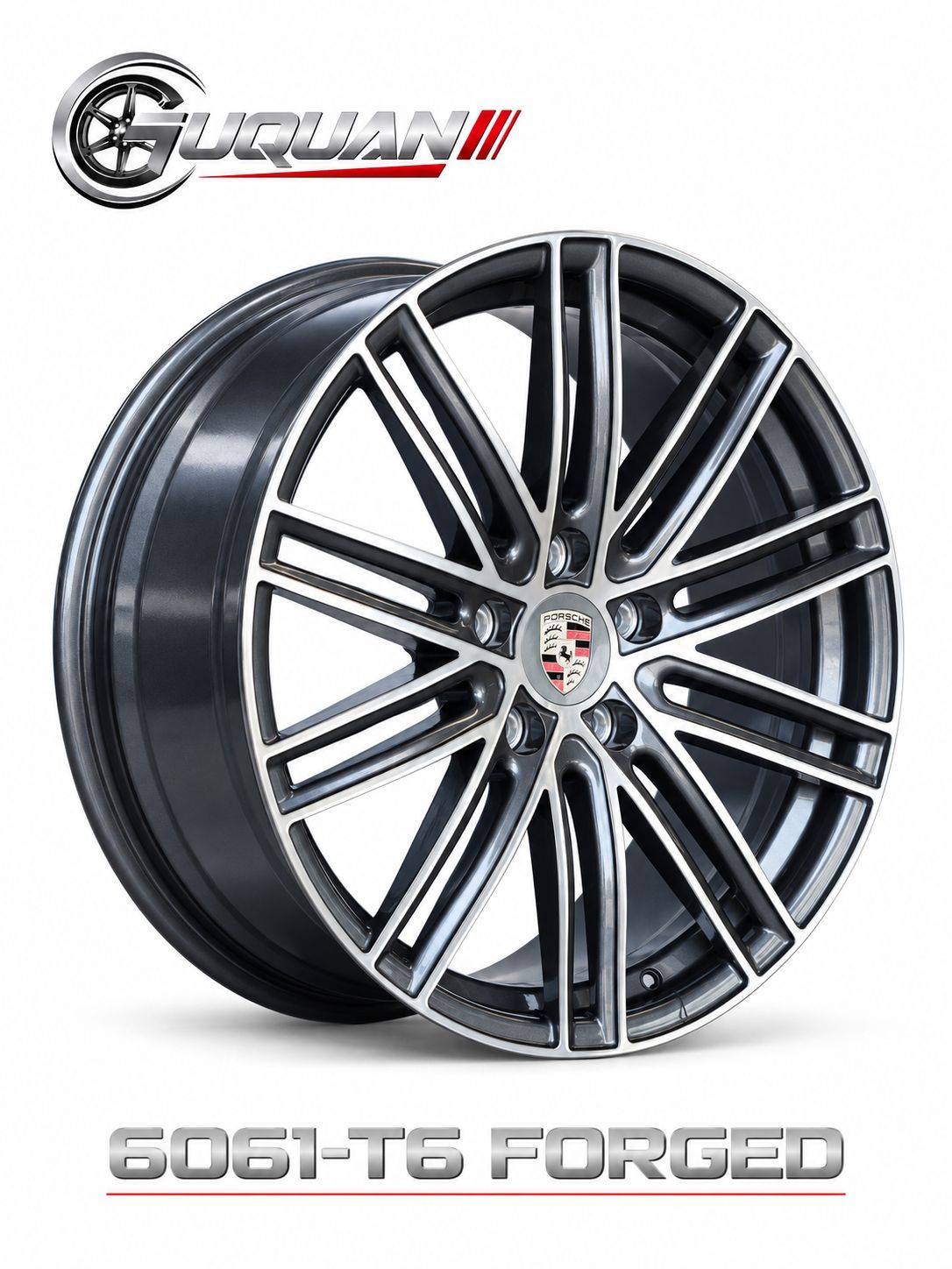 Кованый колесный диск ABW 3271E2195-1 R21 9.5J ET58 5x130, оружейно-серый с проточенной лицевой поверхностью