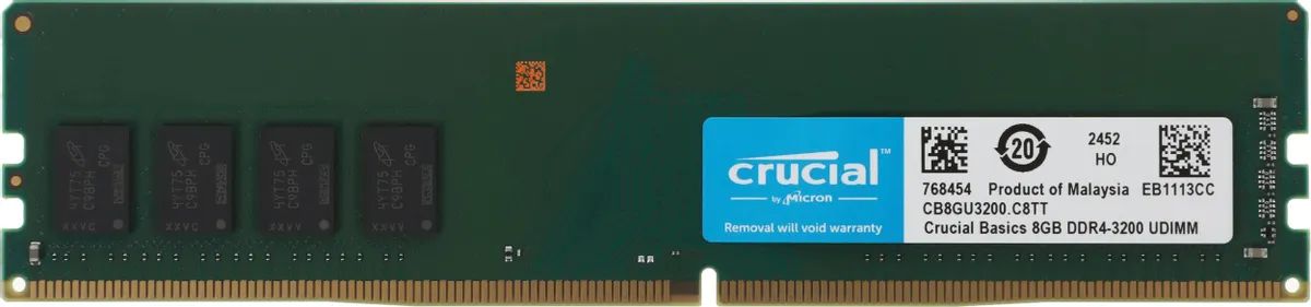 Модуль оперативной памяти Crucial Basics, DDR4, 3200 МГц, 4 ГБ, DIMM, CB8GU3200