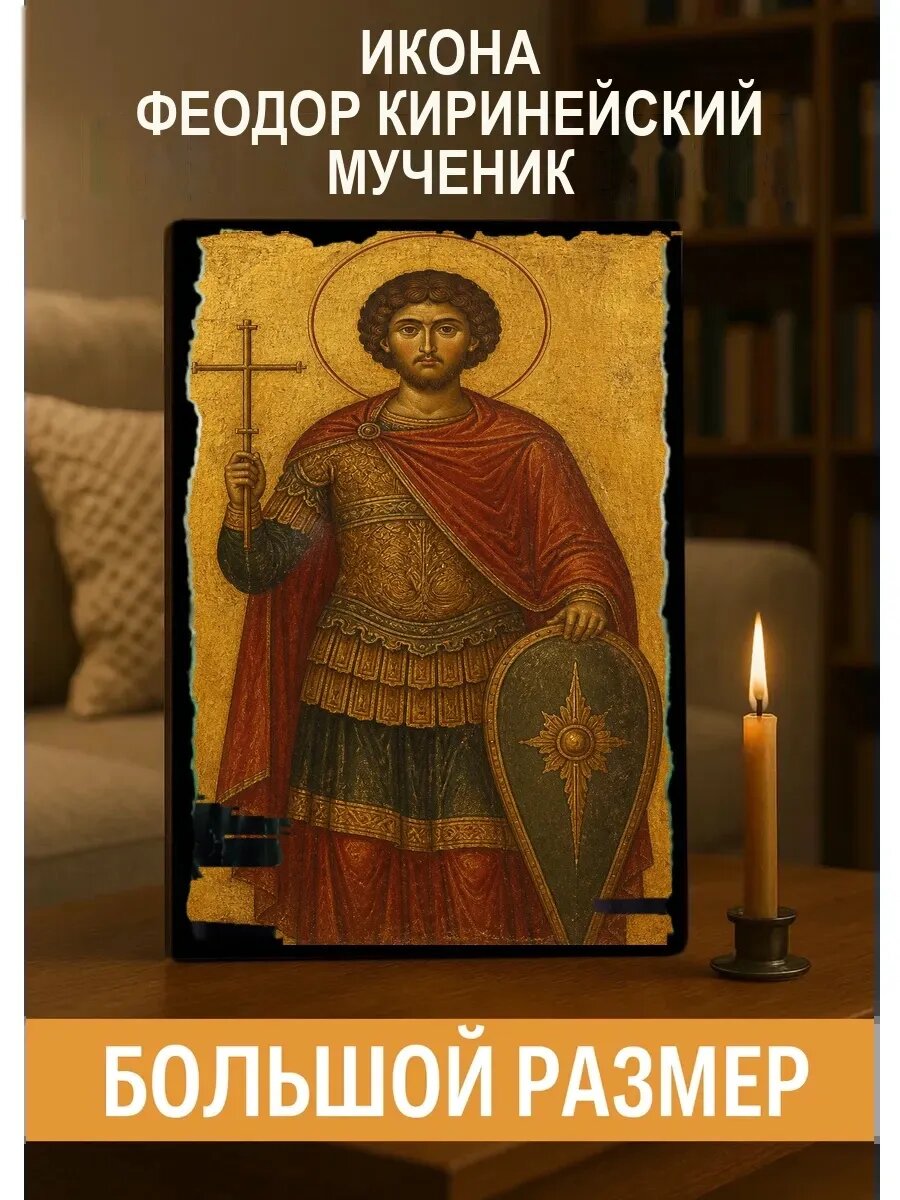 Икона Феодор Киринейский, на дереве, 30×40 см, освящённая, ручная работа