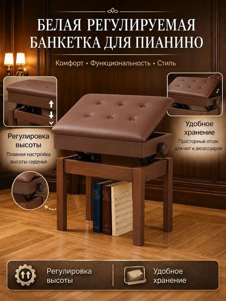 Банкетка, Искусственная кожа, 55х34х55 см