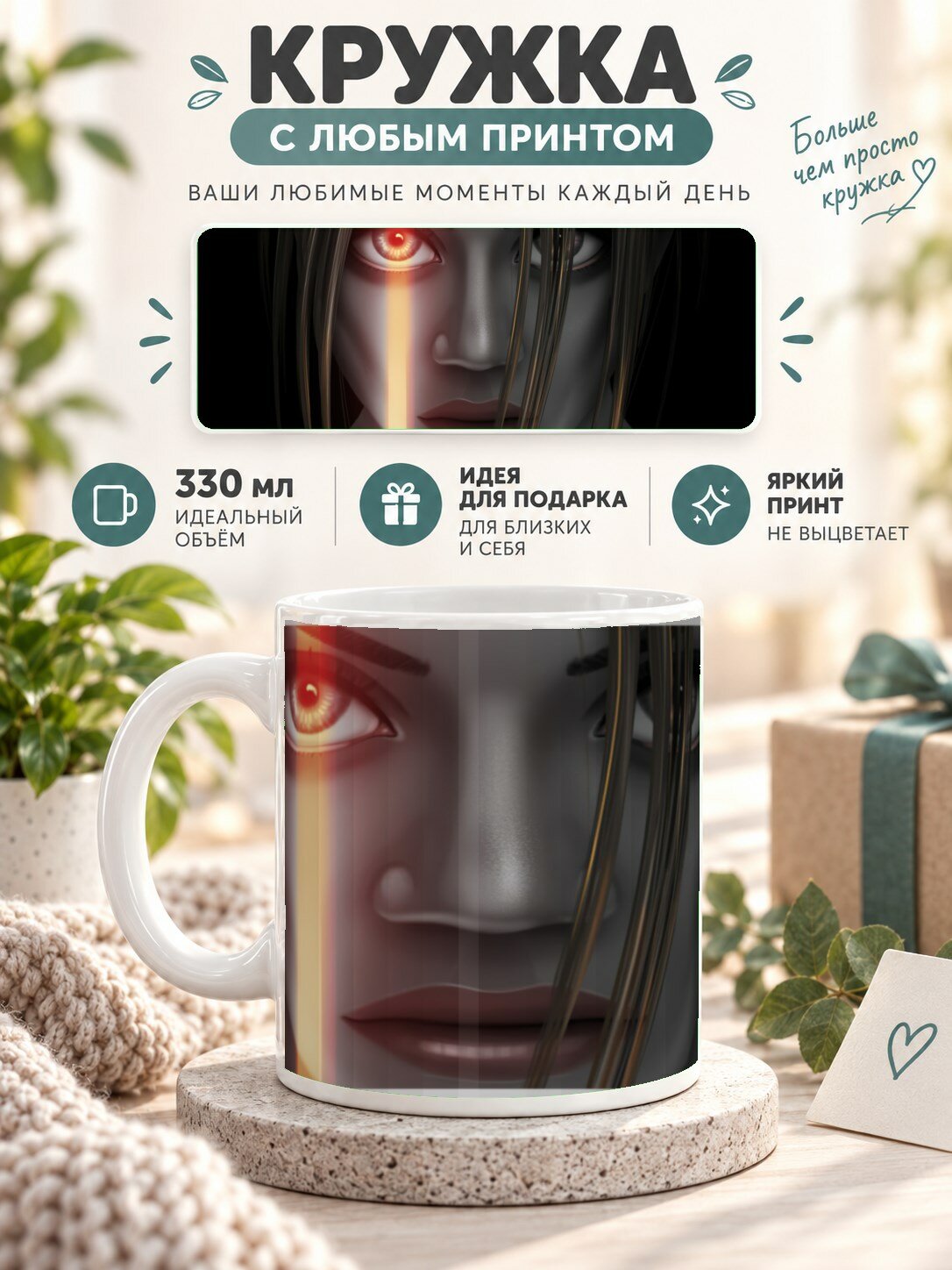Кружка керамическая 330 мл с принтом девушки