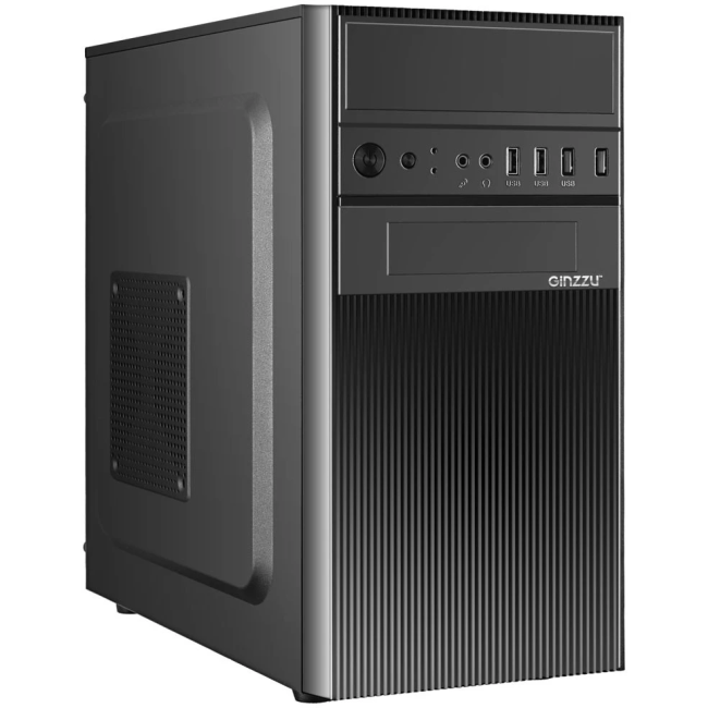 Корпус GINZZU MiniTower D190 black (mATX, без БП, 2xUSB2.0, no fan)