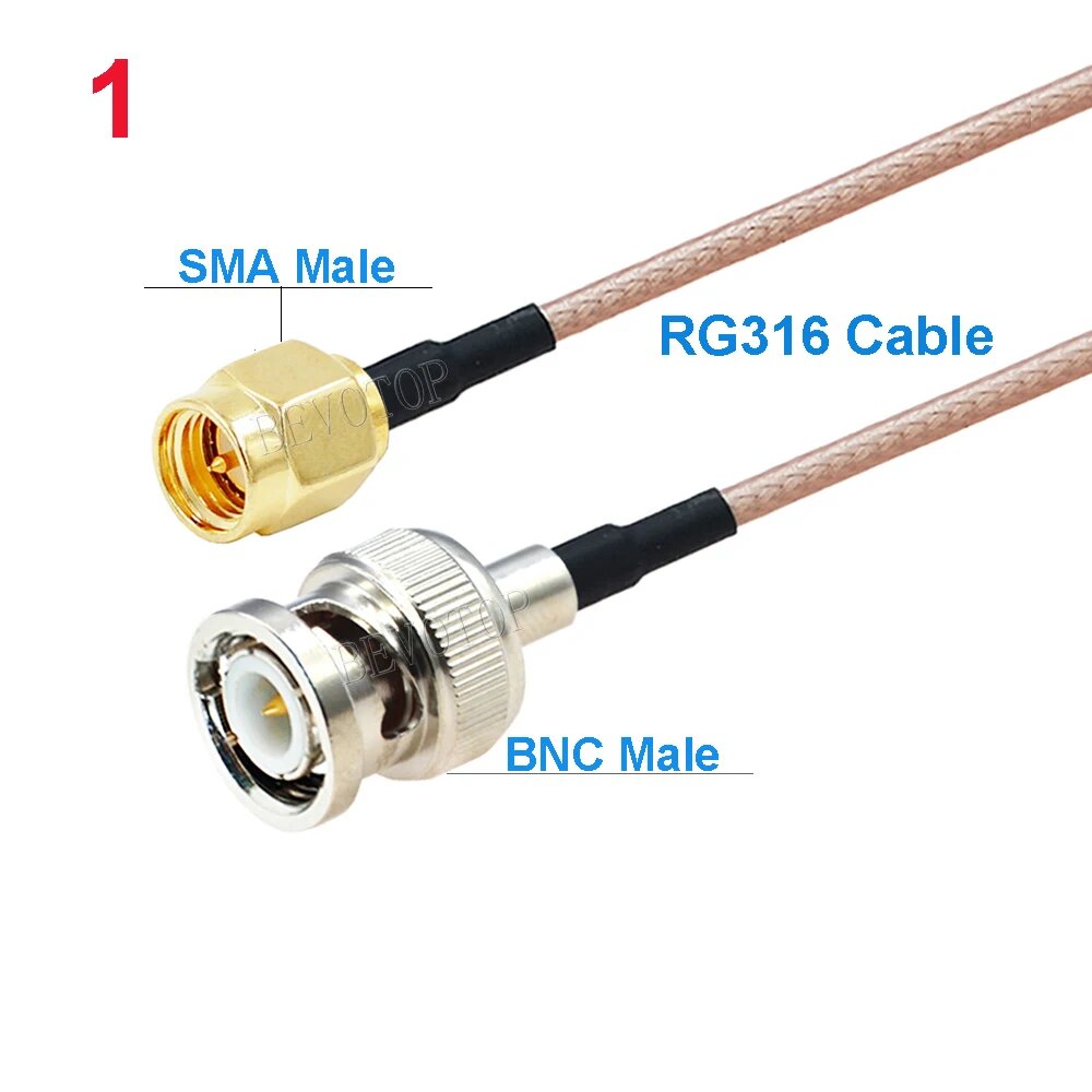 Кабель BNC Male - SMA Male RG316, 1.5M