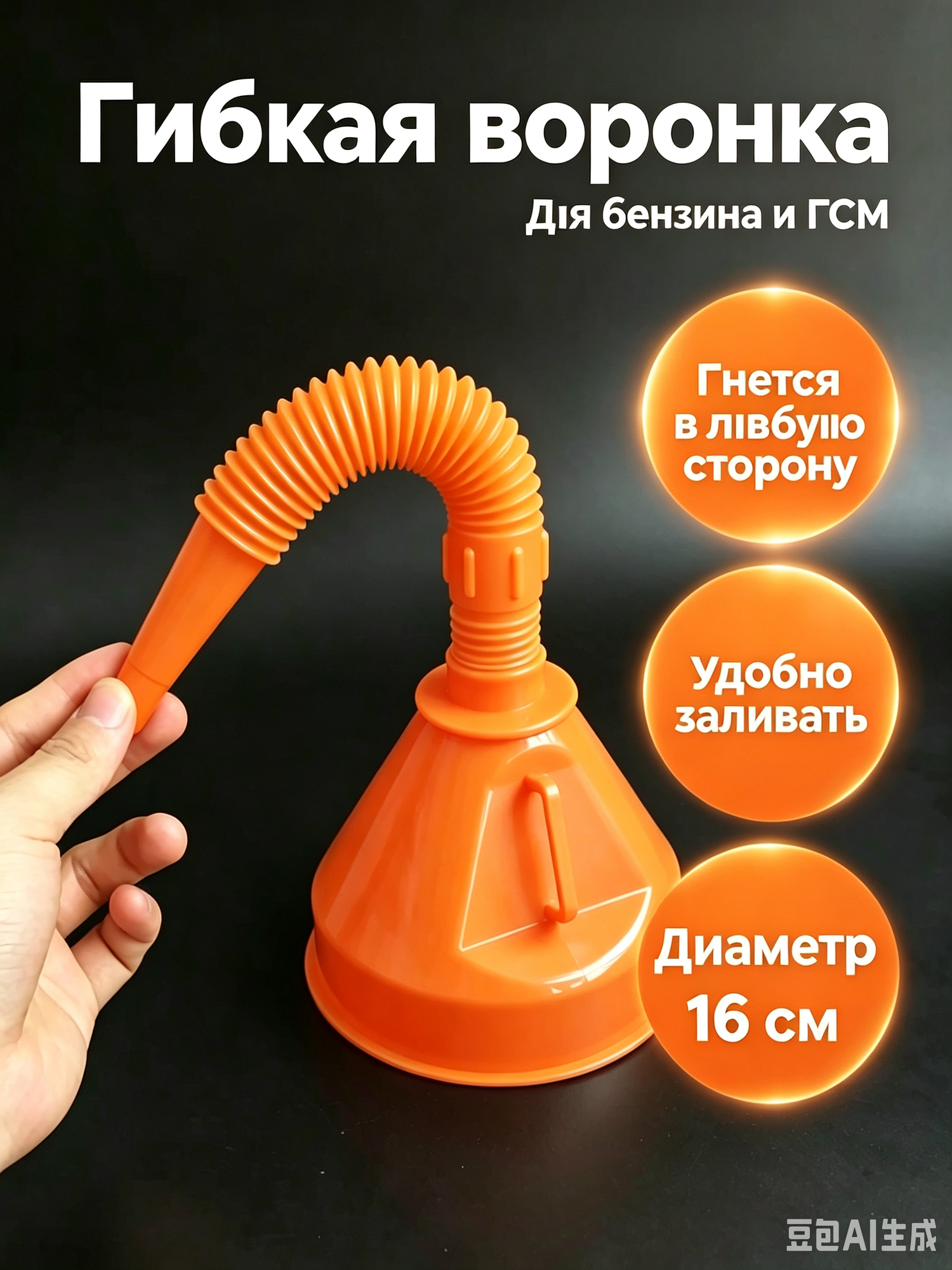 Автомобильная разборная воронка с гибким шлангом и сеткой для заправки авто и мото