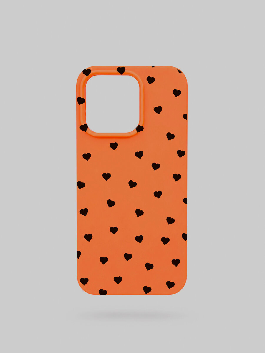 Чехол для iPhone 13 Pro Max, Сердечки, силикон, soft touch, матовый, мягкий, тонкий, открытые кнопки