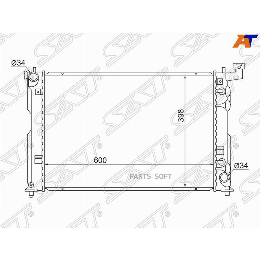 Радиатор Toyota Allion (T240) 01-07 / Caldina 02-07 от официального дистрибьютора, SAT, артикул SGTY0002240