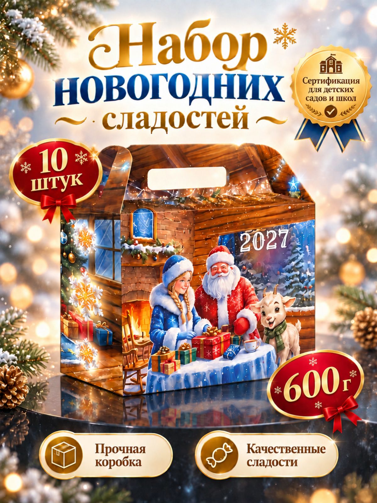 Новогодние подарки сладкие для детей 600 грамм 2026 10 шт
