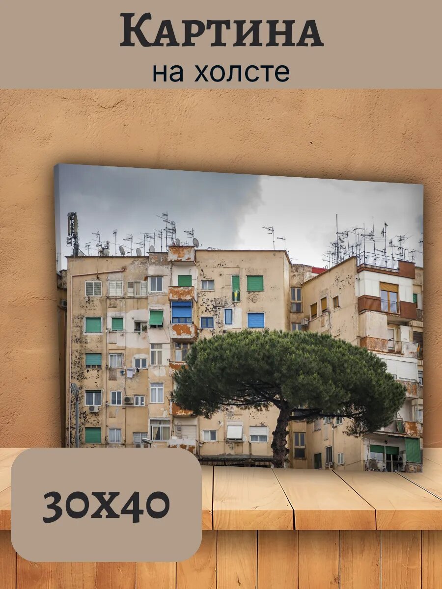 Картина Италия Italy 30x40 Рим старинный дом с деревьями