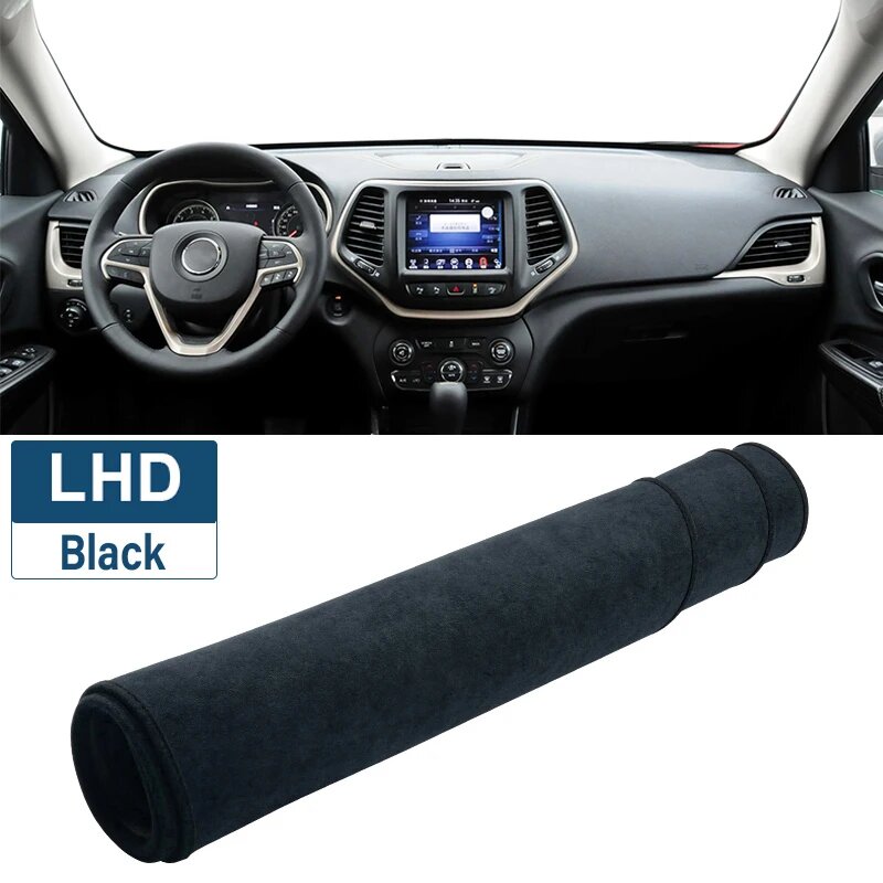Коврик-накидка На Приборную Панель Jeep Cherokee KL, Фланелевый, Для Моделей 2014-2021 Black LHD
